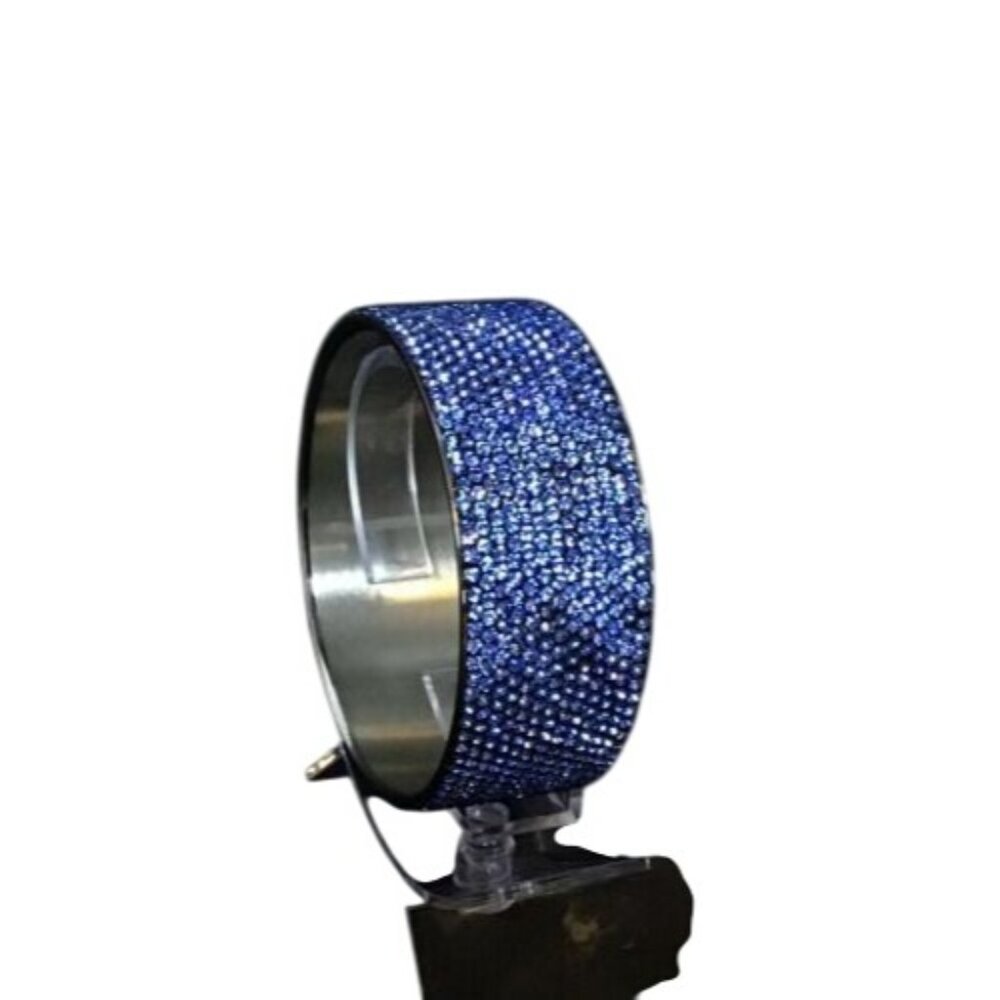 Chisel Stainless Steel Bracelet W/13 Rows of Blue Rhinestones (1430 1431)